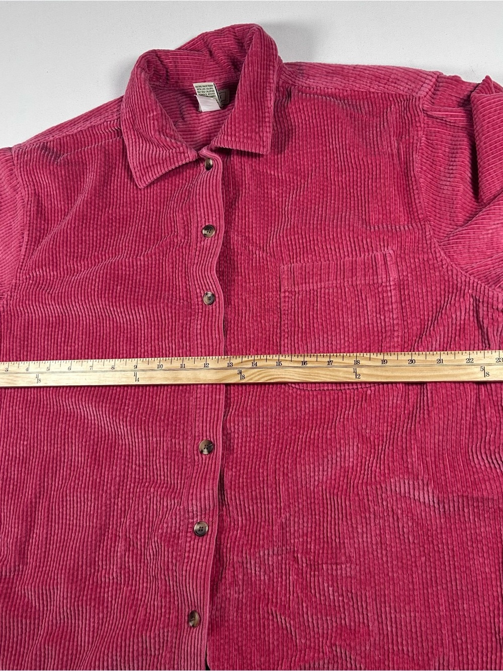 Vtg LL Bean Button Up Shirt Wide Wale Corduroy Chore Shacket Pink Cottage 90s XL - Picture 5 of 6